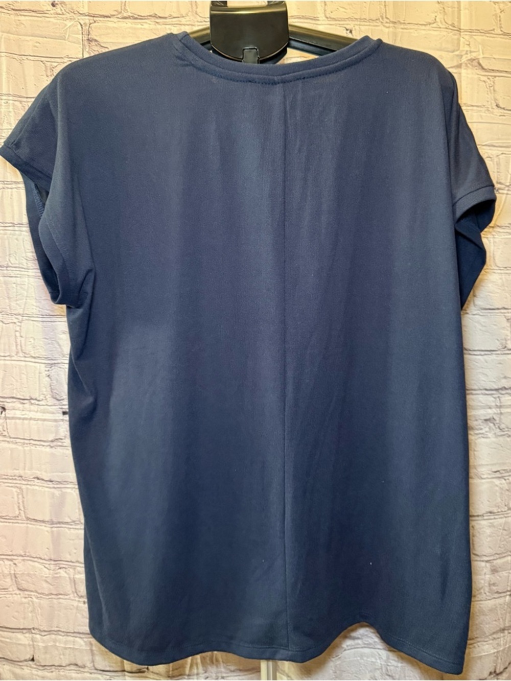 Fred David Navy Tee with White Embroidered Shoulder Leaves - Picture 5 of 9
